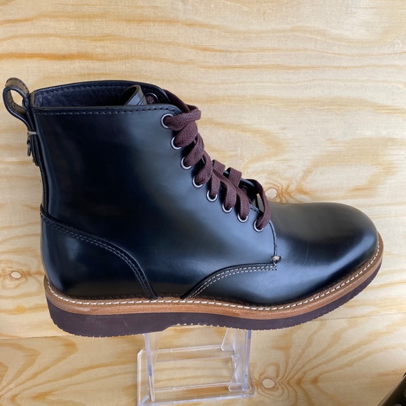 COACH Genuine Leather Boots Derby Smooth Black - Picture 9 of 12